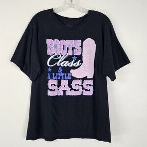 Lifestyle Classics Graphic Tee Womens Size Large Boots Class And A Little Sass
